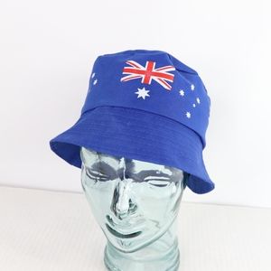 90s Austrlia Sunday Telegraph Flag Bucket Hat Blue - image 1